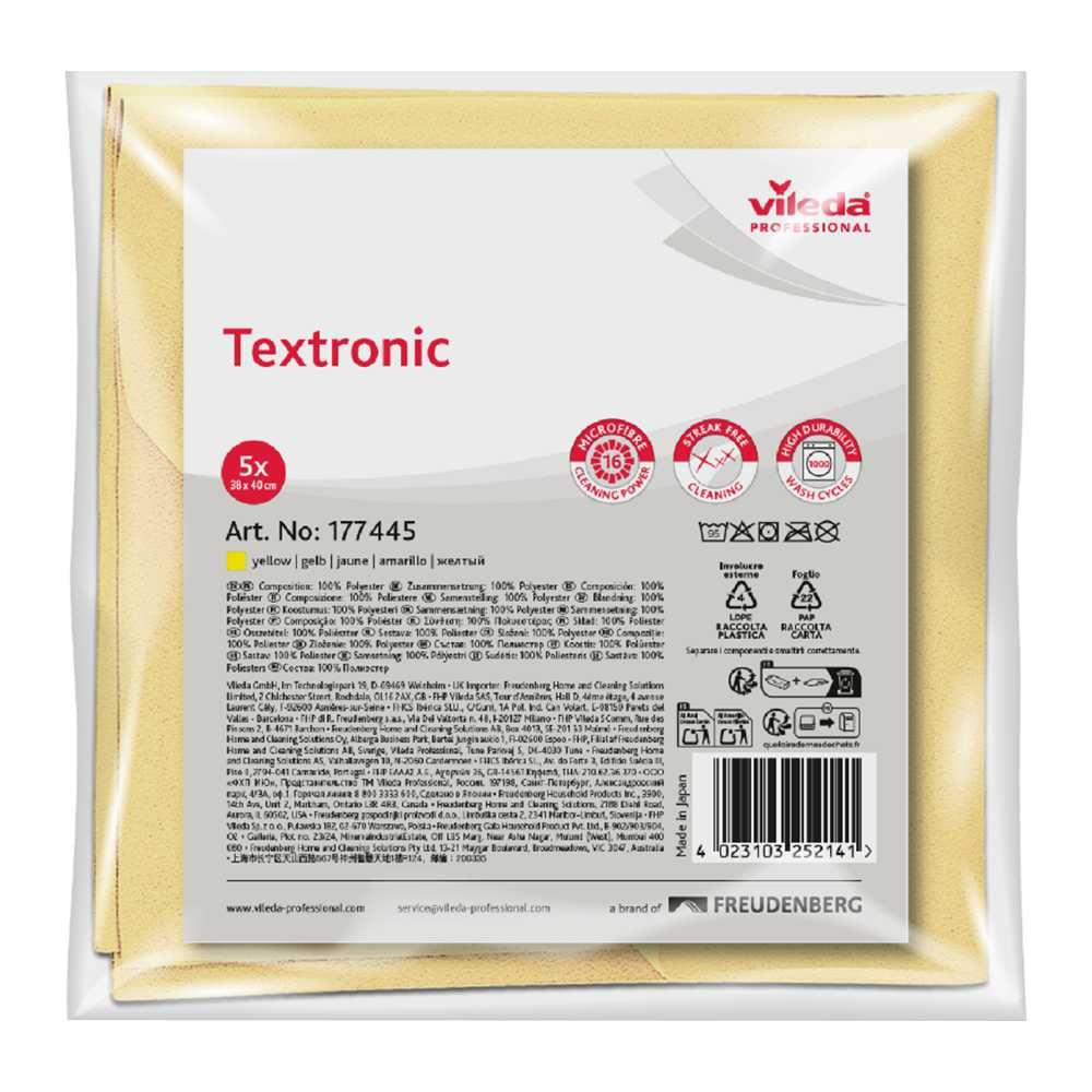 Изображение товара Салфетка Vileda Professional Текстроник желтая 5 шт высококачественное микроволокно