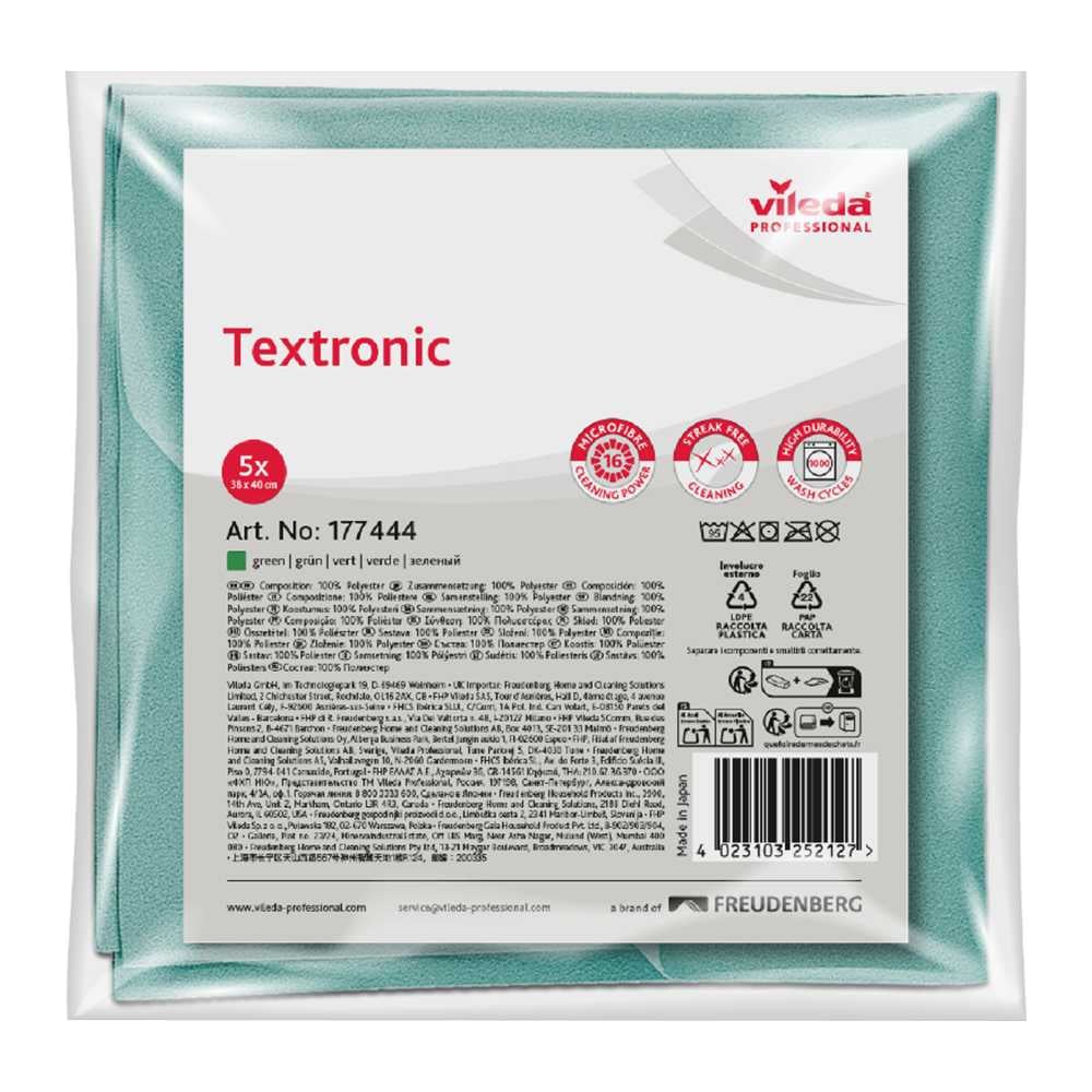 Изображение товара Салфетки Vileda Текстроник зеленые 5 шт микроволокно универсальные