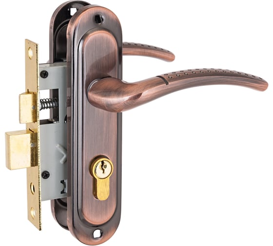 Изображение товара Врезной замок с ручкой Стандарт 132/50 AC старая медь 4852