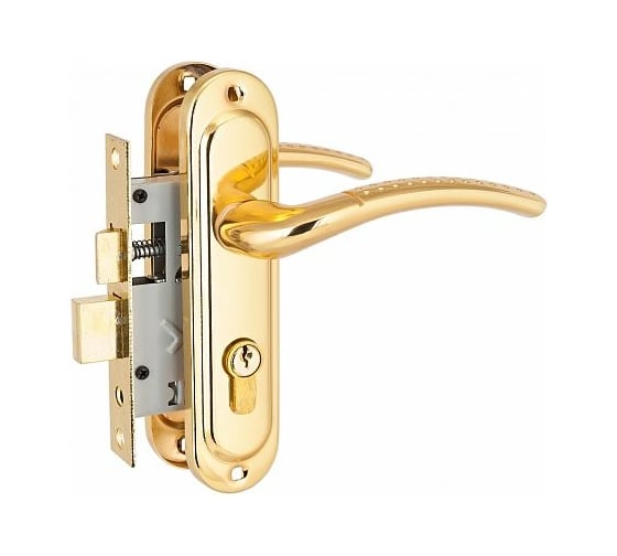 Изображение товара Врезной замок с ручкой Стандарт 132/50 GP латунь 4854