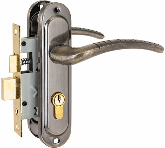 Изображение товара Врезной замок с ручкой Стандарт 132/50 AB старая бронза 4851