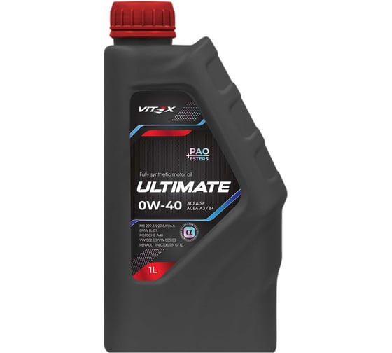 Изображение товара Моторное масло Vitex Ultimate 0W40 API SP, ACEA A3/B4 1л (вес 0,88) v303301
