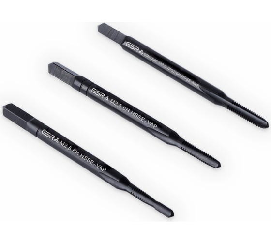 Изображение товара Ручные метчики GSR M2,5х0,45 HSSE-VAP DIN352 6H набор 3 шт для нержавейки B00813110