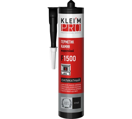 Изображение товара Герметик силикатный KLEI`MPRO КАМИН 1500 F1500, черный, 280мл 5055