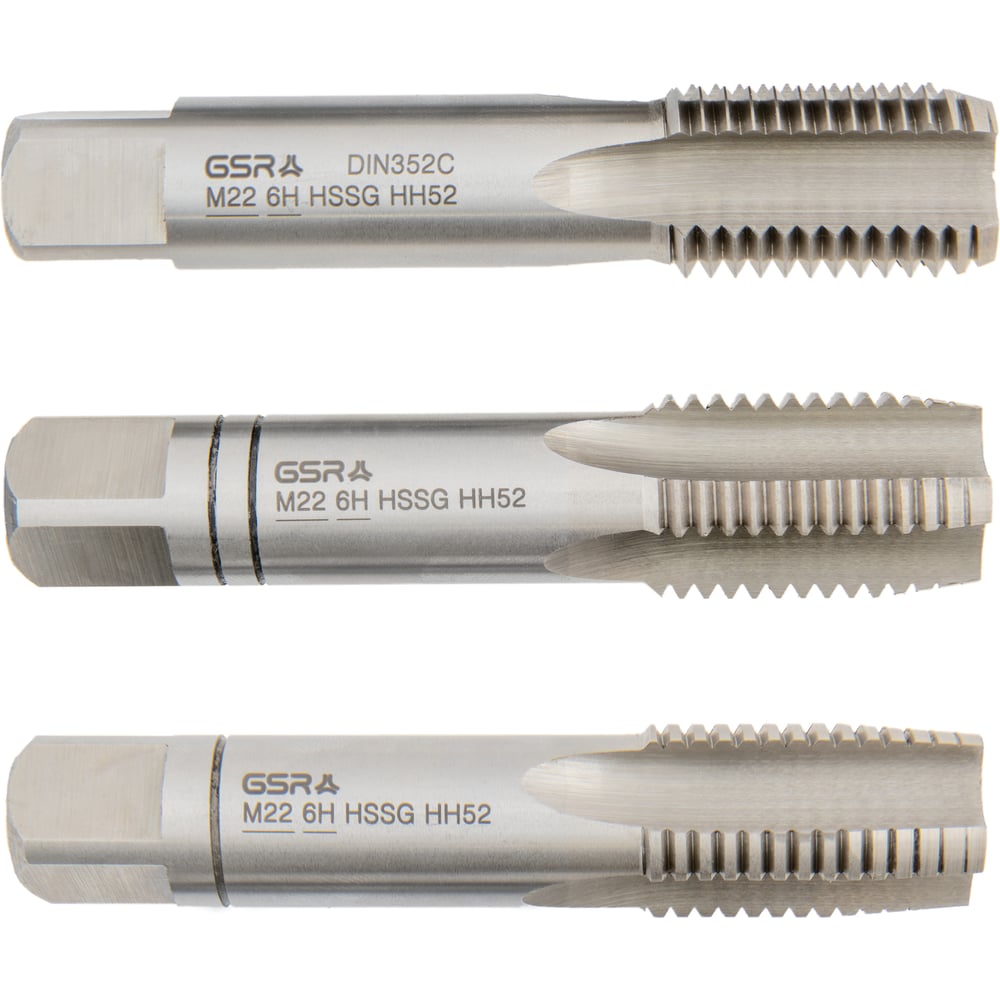 Изображение товара Набор ручных метчиков GSR M22х2,5 HSSG DIN352 6H 3 шт для внутренней резьбы