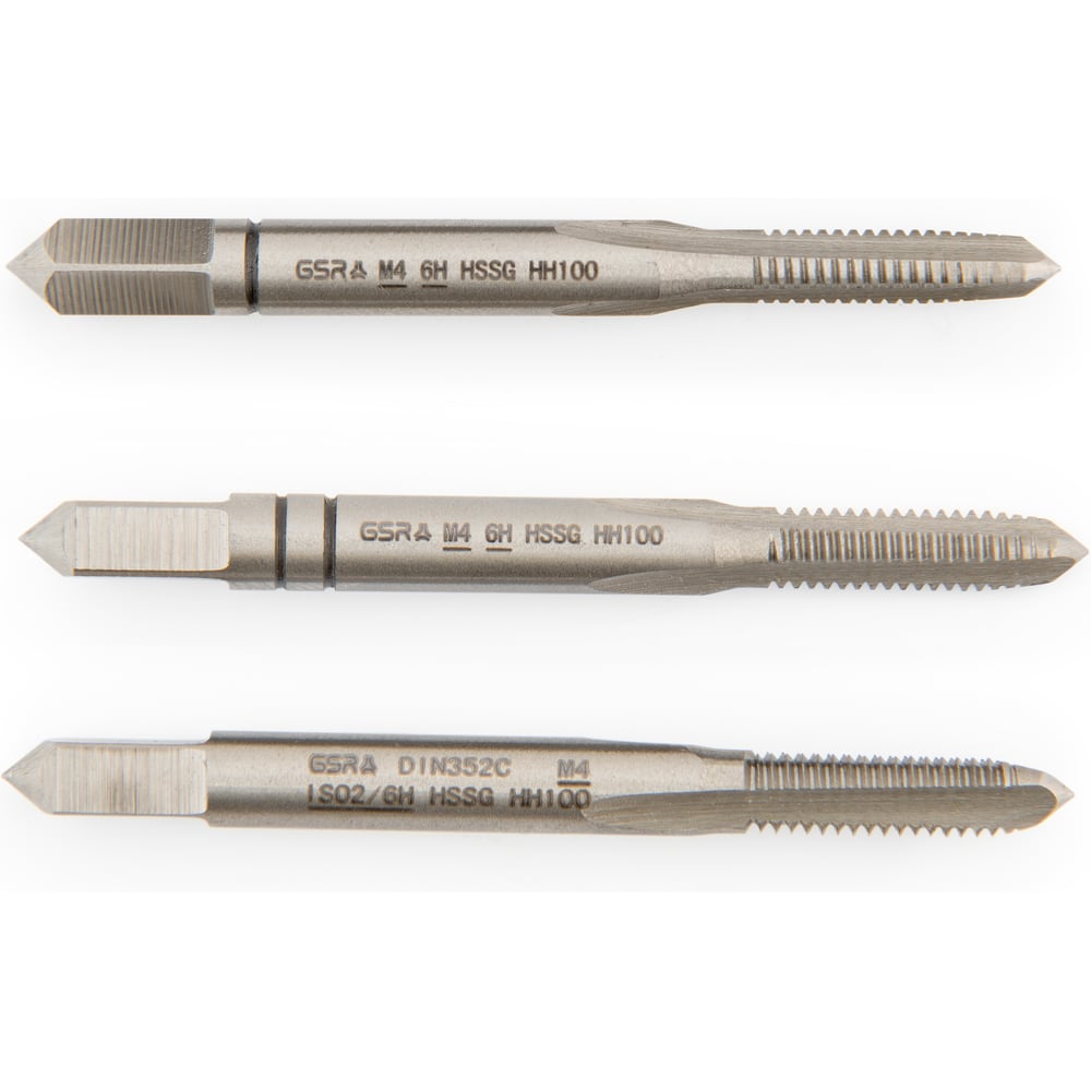 Изображение товара Метчики ручные GSR M4х0,7 HSSG DIN352 6H набор 3 шт для глухих и сквозных отверстий B00105150