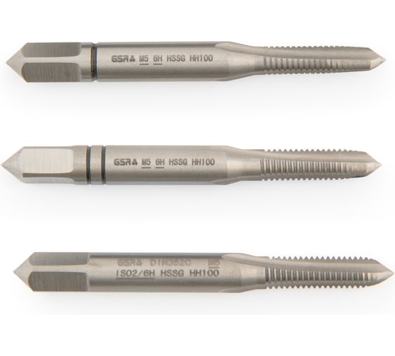 Изображение товара Ручные метчики GSR M5х0,8 HSSG DIN352 6H набор 3 шт для глухих и сквозных отверстий  B00105170