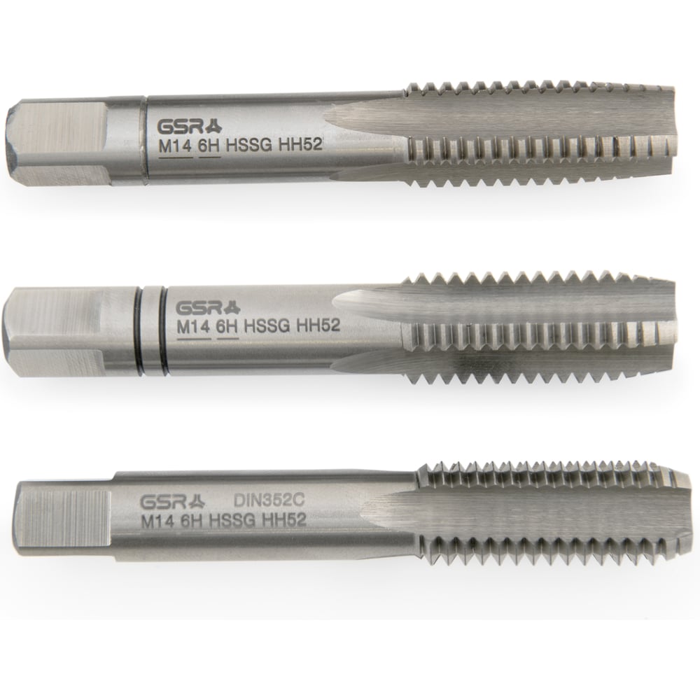 Изображение товара Ручные метчики GSR M14х2 HSSG DIN352 6H набор 3 шт для глухих и сквозных отверстий