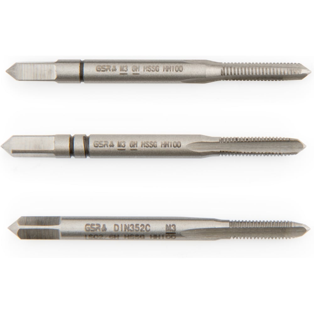 Изображение товара Ручные метчики GSR M3х0,5 HSSG DIN352 6H набор 3 шт для глухих и сквозных отверстий  B00105130