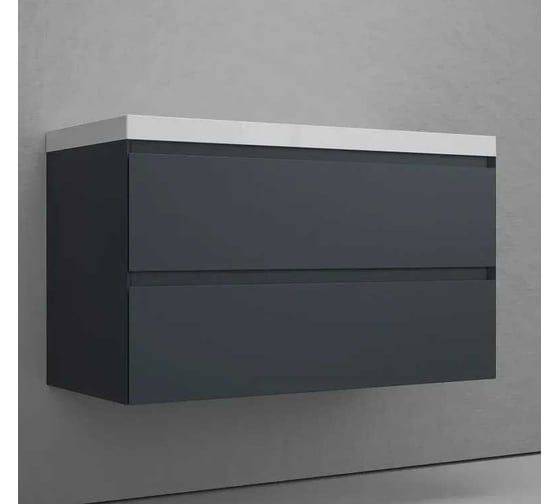 Изображение товара Тумба подвесная Style Line Манхэттен 100 ЭМАЛЬ под ASTI 100 2 ящика PLUS графит ЛС-00002357