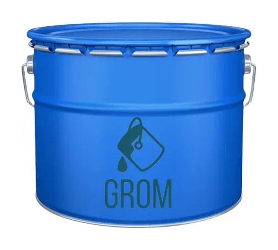 Изображение товара Грунт-эмаль с молотковым эффектом Grom по металлу и ржавчине, 3 в 1, полуглянцевая светло-серая 10кг 53030