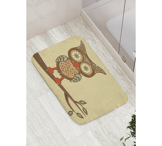 Изображение товара Коврик противоскользящий JoyArty "Уставшая сова" для ванной, сауны, бассейна, bath_15684