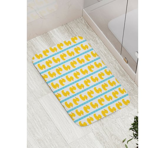 Изображение товара Коврик противоскользящий JoyArty "Полосы с уточками" для ванной, сауны, бассейна, bath_23366