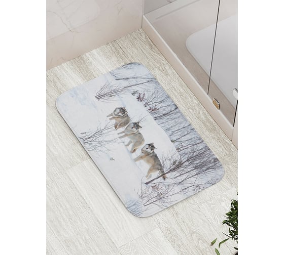 Изображение товара Коврик противоскользящий JoyArty "Снежные волки" для ванной, сауны, бассейна, bath_18884