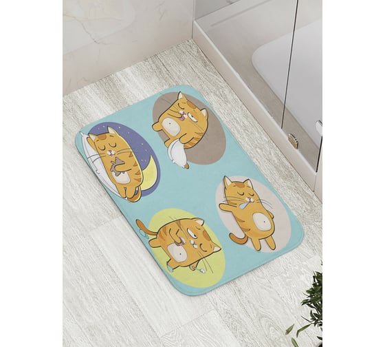 Изображение товара Коврик противоскользящий JoyArty "Сонный котик" для ванной, сауны, бассейна, bath_9649