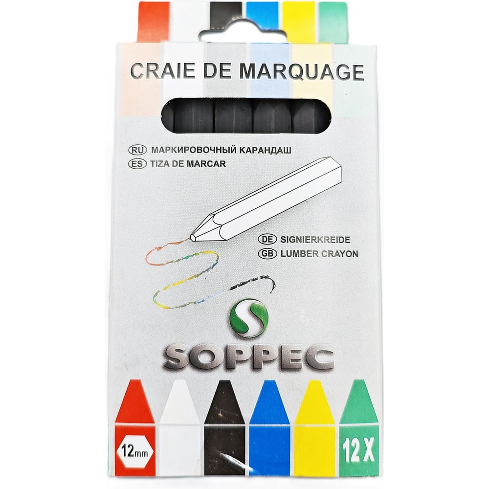 Изображение товара Soppec мелок черный 12 шт 421103 - промышленная пометка