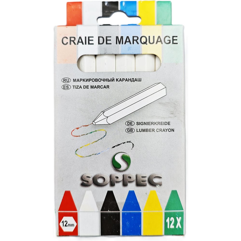 Изображение товара Мелок промышленный универсальный Soppec белый (упаковка 12 шт.) 421100