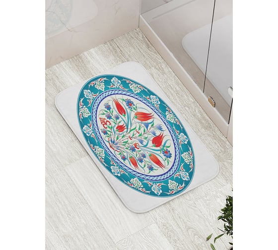 Изображение товара Коврик противоскользящий JoyArty "Цветущая тарелка" для ванной, сауны, бассейна, bath_17745
