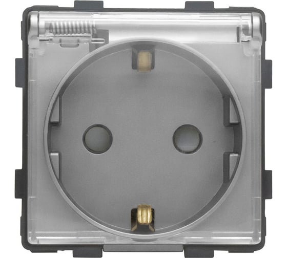 Изображение товара Розетка Vell серая, электрическая с защитной крышкой, 16 А, 54x54 мм, 250 В, модуль, {GY-EUW} 1379024