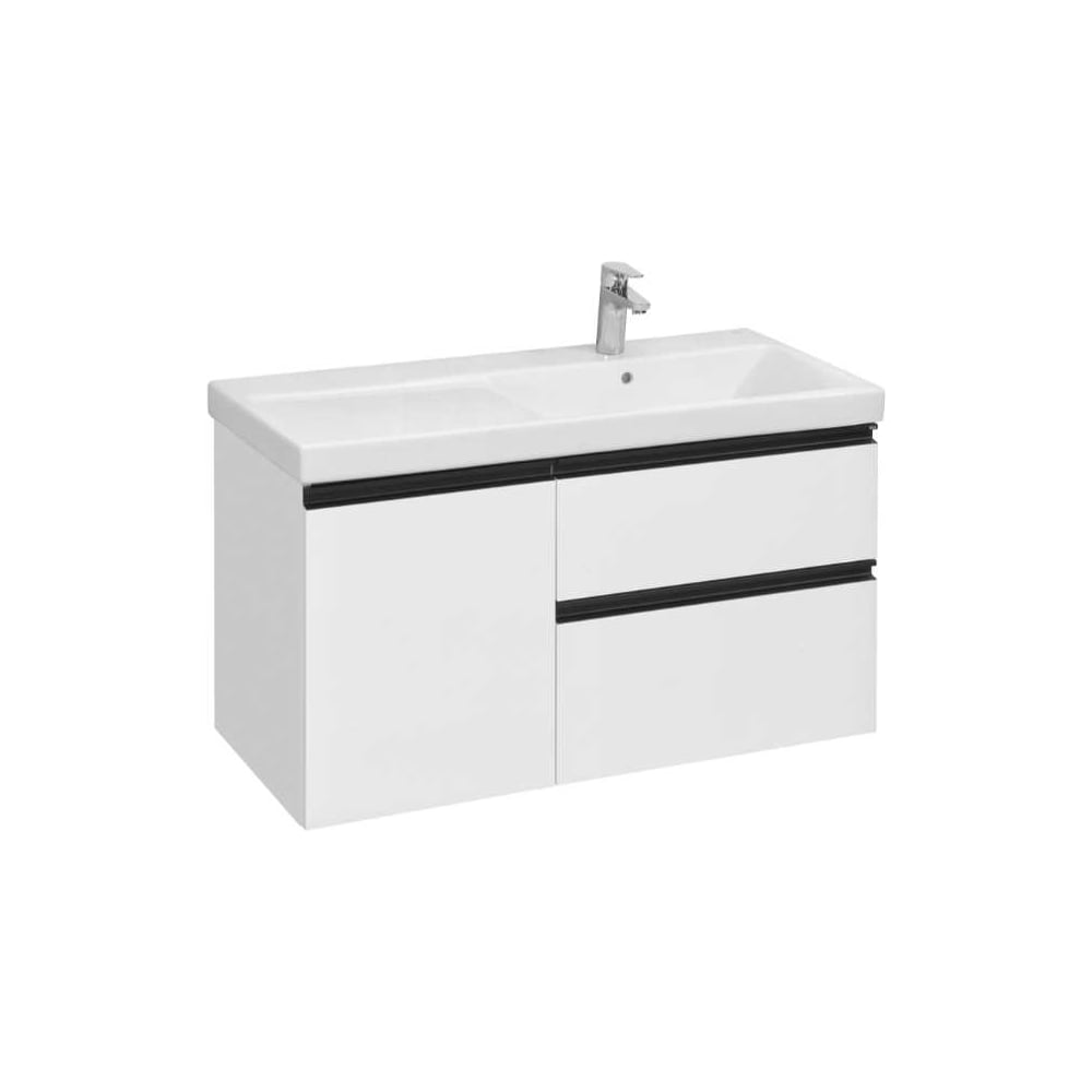 Изображение товара Тумба под раковину Domi 100 Roca белый глянец 2 ящика, правая