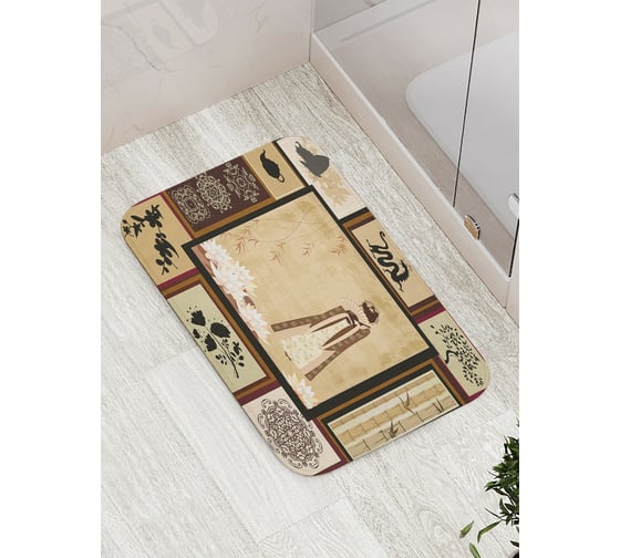 Изображение товара Коврик противоскользящий JoyArty "Япония: Гейша среди цветов" для ванной, сауны, бассейна, bath_32120