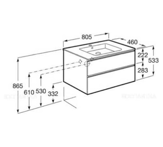 Изображение товара Тумба под раковину Domi 80 Roca 2 ящика, небесный синий, матовый ZRU9307871