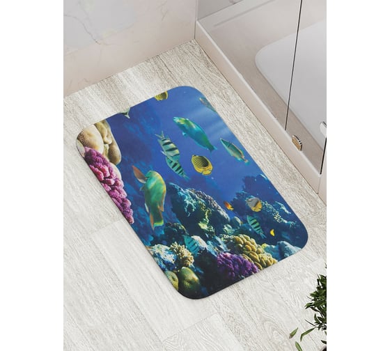 Изображение товара Коврик противоскользящий JoyArty "Отдых на кораллах" для ванной, сауны, бассейна, bath_7135
