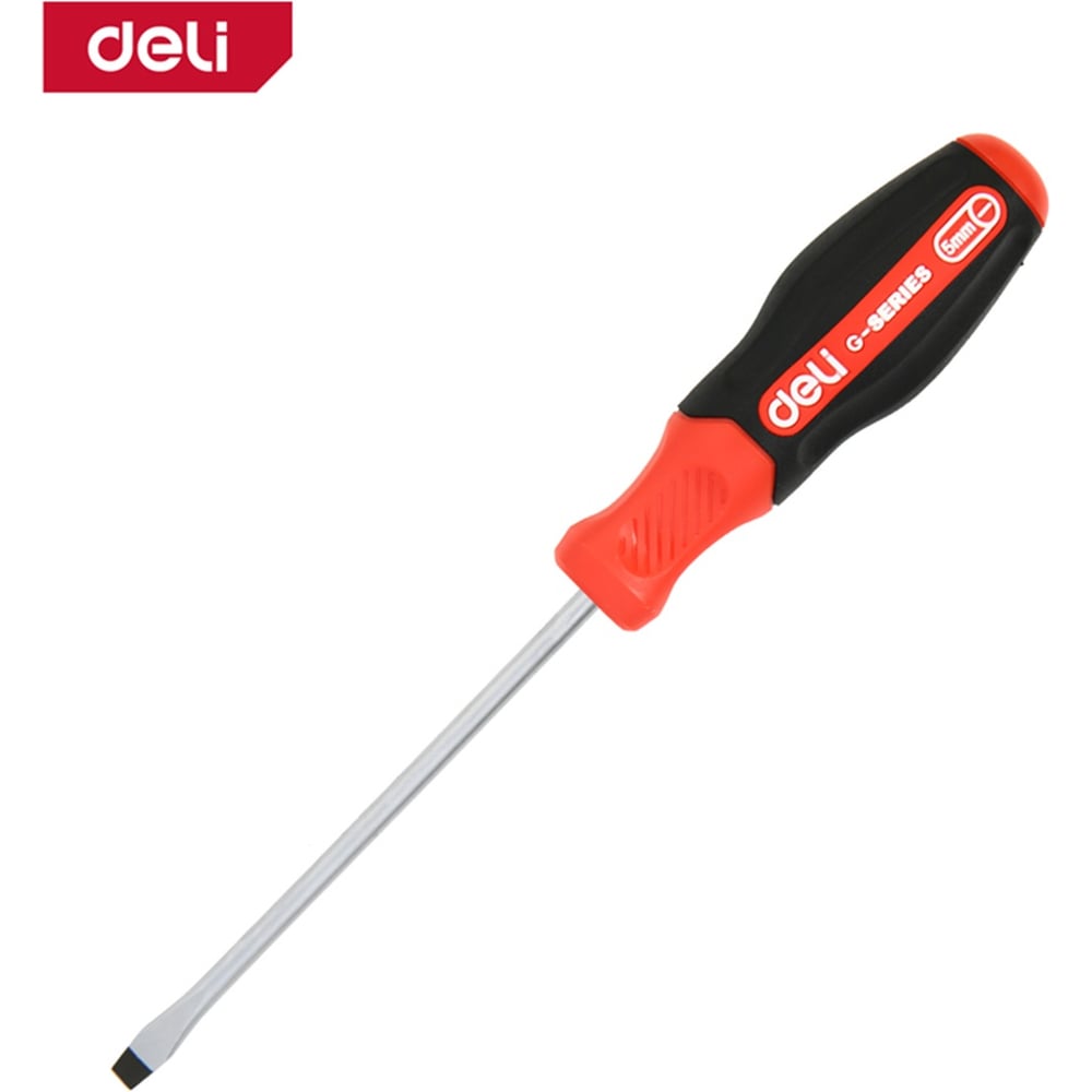 Изображение товара Шлицевая отвертка Deli DL3440, SL3x75мм, сталь S2, магнит, прорезиненная рукоятка 180156