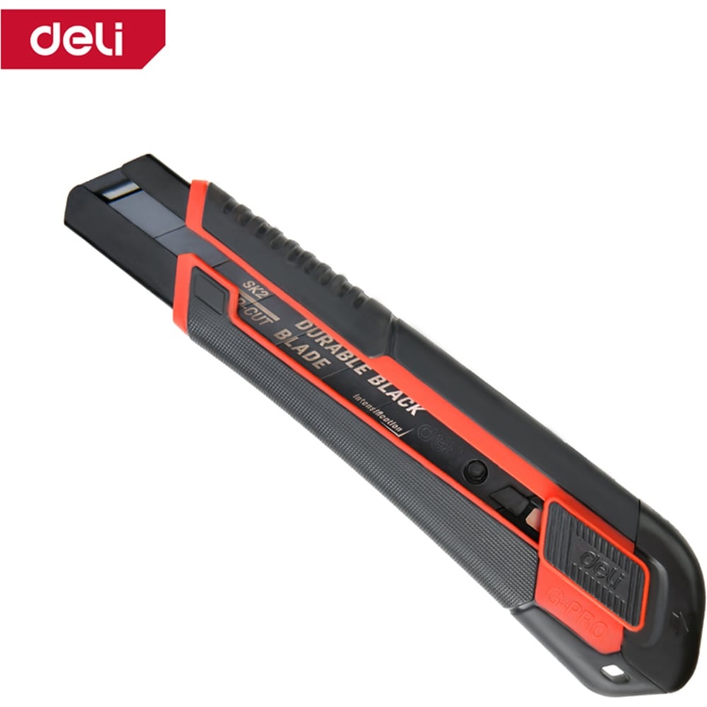 Изображение товара Профессиональный нож с сегментированным лезвием Deli DL025G 25мм прорезиненная рукоять
