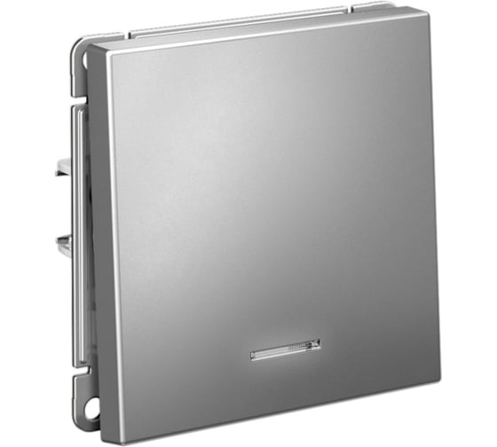 Изображение товара Механизм 1-клавишного выключателя Systeme Electric ARTGALLERY с подсветкой, 10АХ, быстрозажимные клеммы, СТАЛЬ GAL000913S