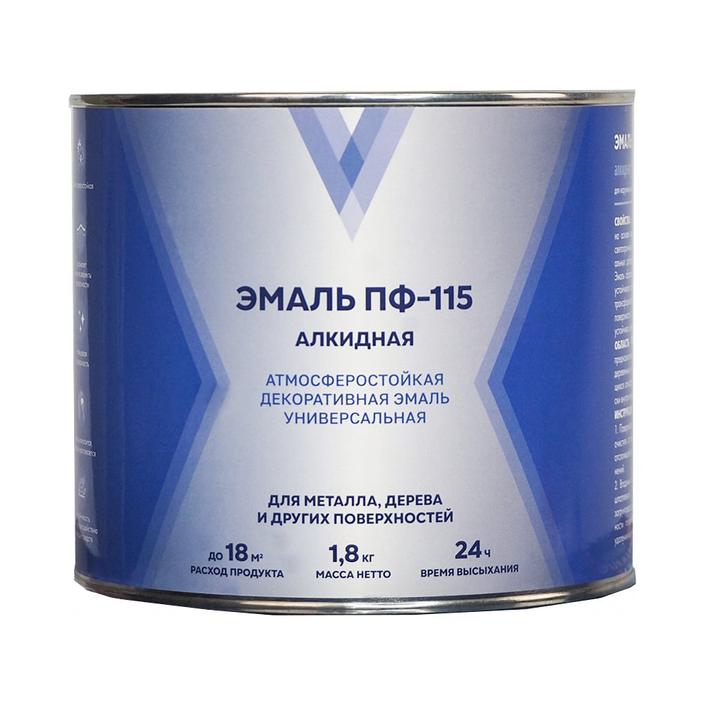 Изображение товара Эмаль V ПФ-115 алкидная глянцевая 1.8 кг черная
