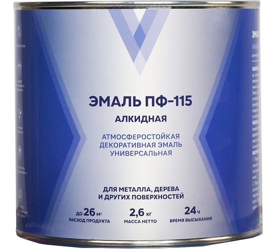 Изображение товара Эмаль V ПФ-115, алкидная, глянцевая, 2.6 кг, черная 276714