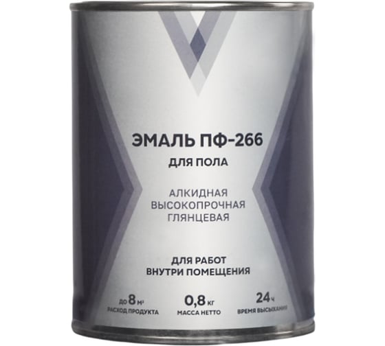 Изображение товара Эмаль V ПФ-266 для пола , алкидная, высокоглянцевая, 0.8 кг, красно-коричневая 276724