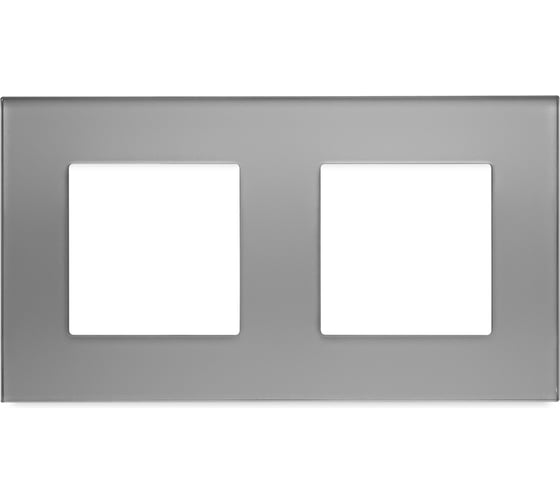 Изображение товара Рамка Vell серая, стекло, 2 поста, 157x86 мм, модуль, {GY2P-GL} 1379060