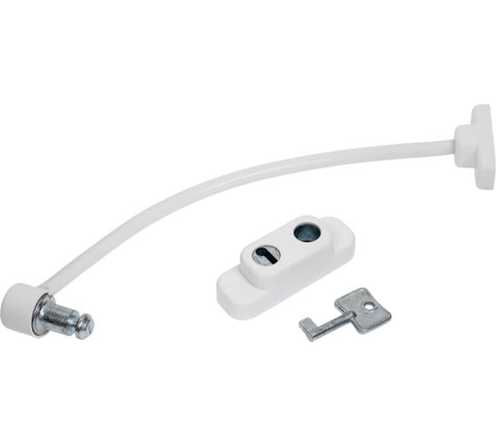 Изображение товара Блокирующий замок для ПВХ окон Air Lock с тросиком и ключом DORF белый AL-04_White_СЕТИ