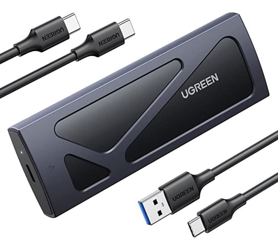 Изображение товара Бокс внешний UGREEN для жесткого диска CM578 M.2 NVMe SSD, с кабелем USB-C - USB-C и USB-C - USB-A, серый 15512