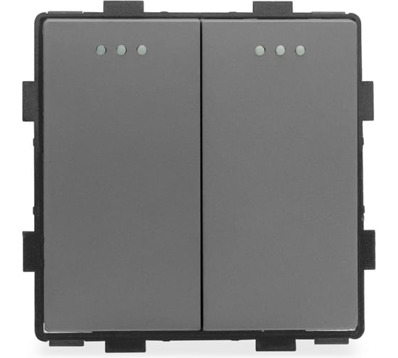 Изображение товара Выключатель Vell серый, проходной, двухклавишный, 16 А, 48x48 мм, 250 В, модуль 1379048