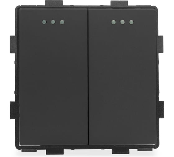 Изображение товара Выключатель Vell черный, двухклавишный, 16 А, 48x48 мм, 250 В, модуль 1379035