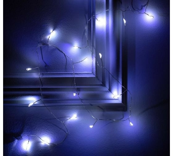 Изображение товара Гирлянда-нить Luazon ROSA Мишура, IP20, 1 м, Н.С. LED-20-6V, 2хCR2032, фиксинг, белый 5198378