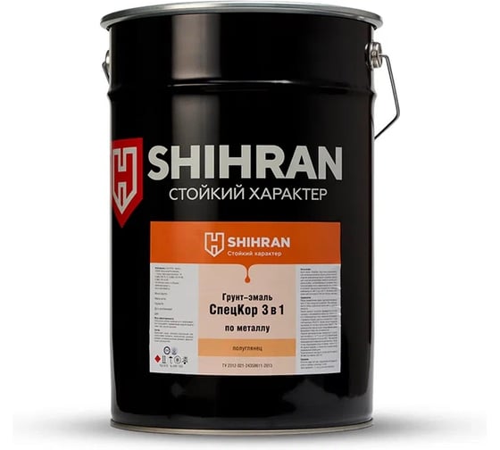 Изображение товара Грунт-эмаль SHIHRAN СпецКор 3в1, полуглянец красная RAL 3020 25кг 007644