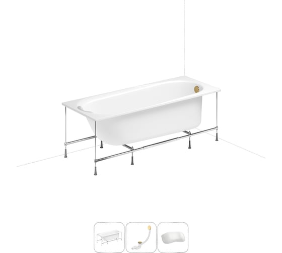 Изображение товара Акриловая ванна Lavinia Boho Biore 20220884R в наборе 4 в 1: акриловая ванна, каркас, слив-перелив, подголовник (цвет набора золото) 20220884R