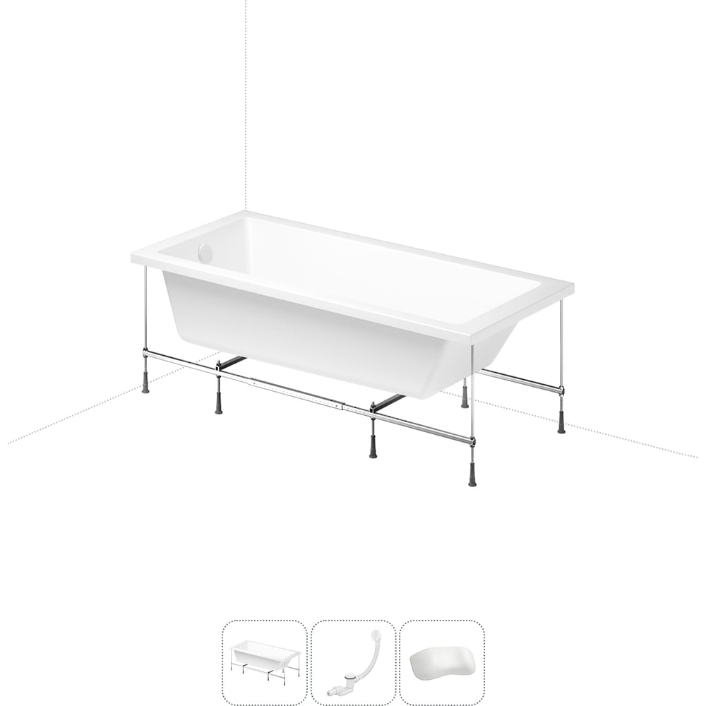 Изображение товара Акриловая ванна Lavinia Boho Catani 4 в 1 с подголовником и возможностью установки экрана