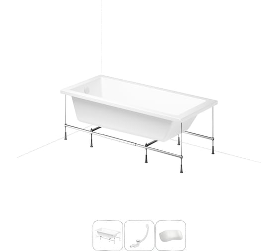 Изображение товара Акриловая ванна Lavinia Boho Catani 20220906R в наборе 4 в 1: акриловая ванна, каркас, слив-перелив, подголовник (цвет набора глянцевый белый) 20220906R