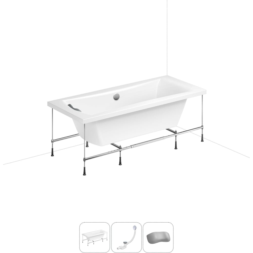 Изображение товара Акриловая ванна Lavinia Boho Evan 20220933R с каркасом и подголовником белая