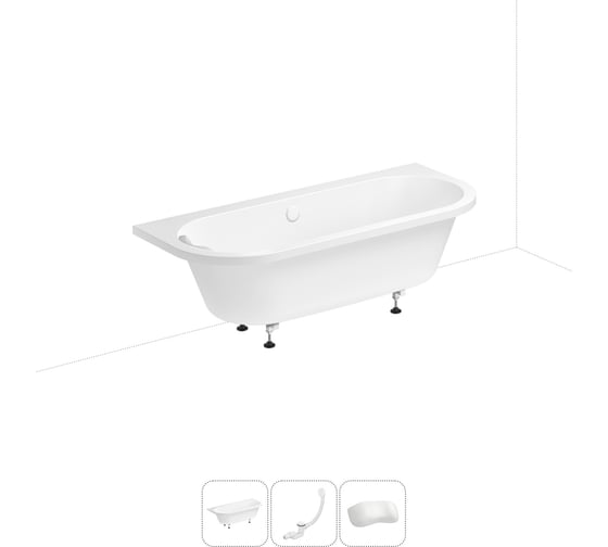 Изображение товара Акриловая ванна Lavinia Boho Art 20220902R в наборе 4 в 1: акриловая ванна, ножки, слив-перелив, подголовник (цвет набора глянцевый белый) 20220902R