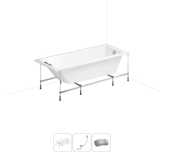 Изображение товара Акриловая ванна Lavinia Boho One 20220853R в наборе 4 в 1: акриловая ванна, каркас, слив-перелив, подголовник (цвет набора хром) 20220853R