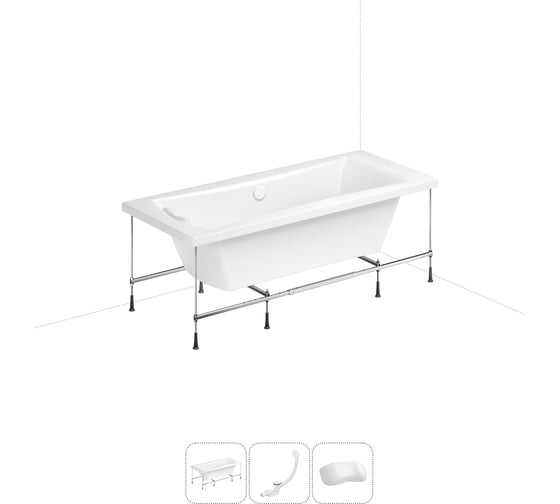Изображение товара Акриловая ванна Lavinia Boho Evan 20220926R в наборе 4 в 1: акриловая ванна, каркас, слив-перелив, подголовник (цвет набора глянцевый белый) 20220926R