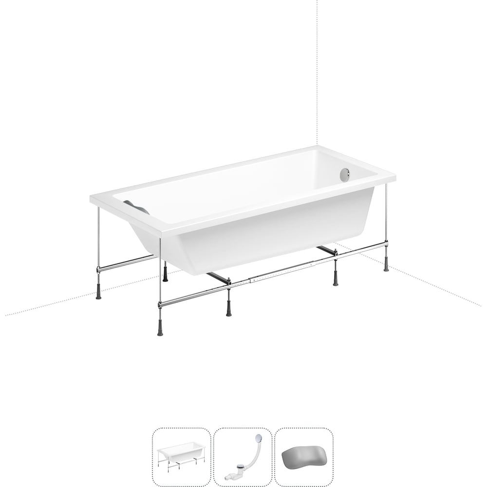 Изображение товара Акриловая ванна Lavinia Boho Element 20220877R 4 в 1 с подголовником и сливом