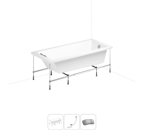 Изображение товара Акриловая ванна Lavinia Boho Element 20220877R в наборе 4 в 1: акриловая ванна, каркас, слив-перелив, подголовник (цвет набора хром) 20220877R