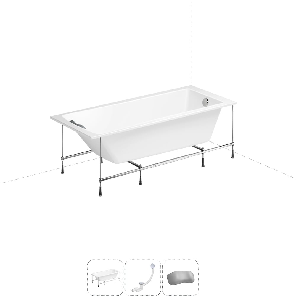 Изображение товара Акриловая ванна Lavinia Boho One 20220861R 4 в 1 белая прямоугольная